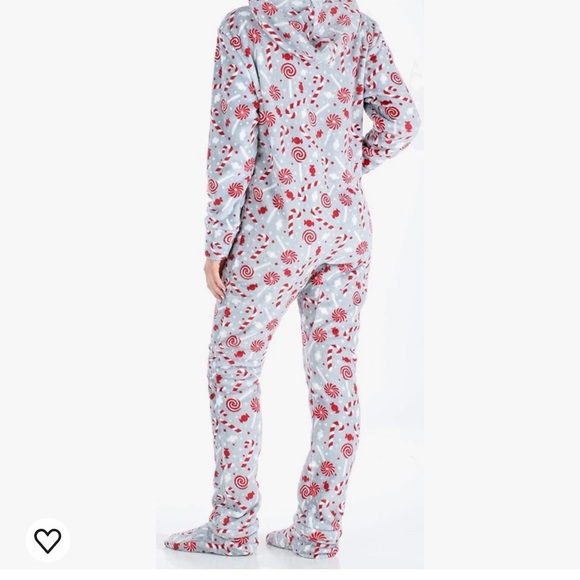 SleepytimePJs Women's Fleece Hooded Footed Onesie Pajamas - Medium Christmas - Picture 2 of 7